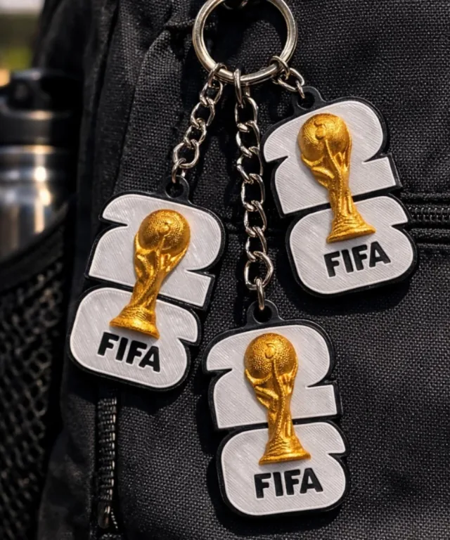 Chaveiros de taça de futebol impressos em 3D
