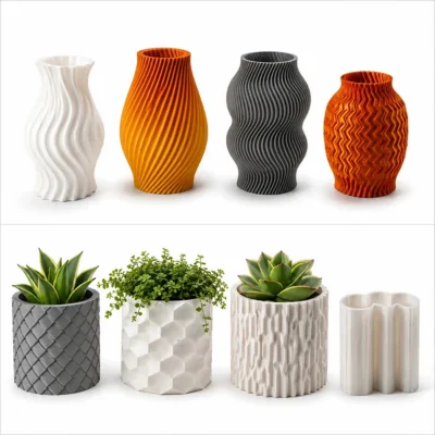 Vasos e cachepôs produzidos em impressão 3D